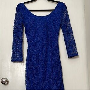 Royal Blue Lace Long Sleeve Dress
